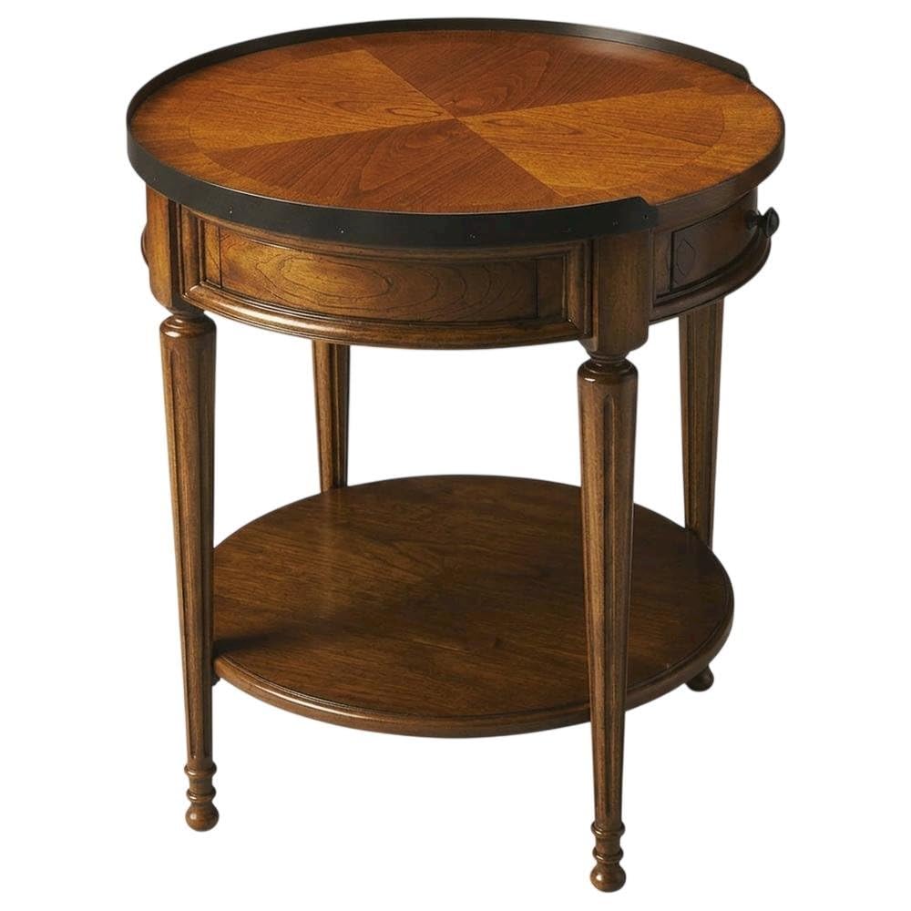 Alt View 1. Starlight Canyon Home - Round Side Table with Drawer - Medium Brown.