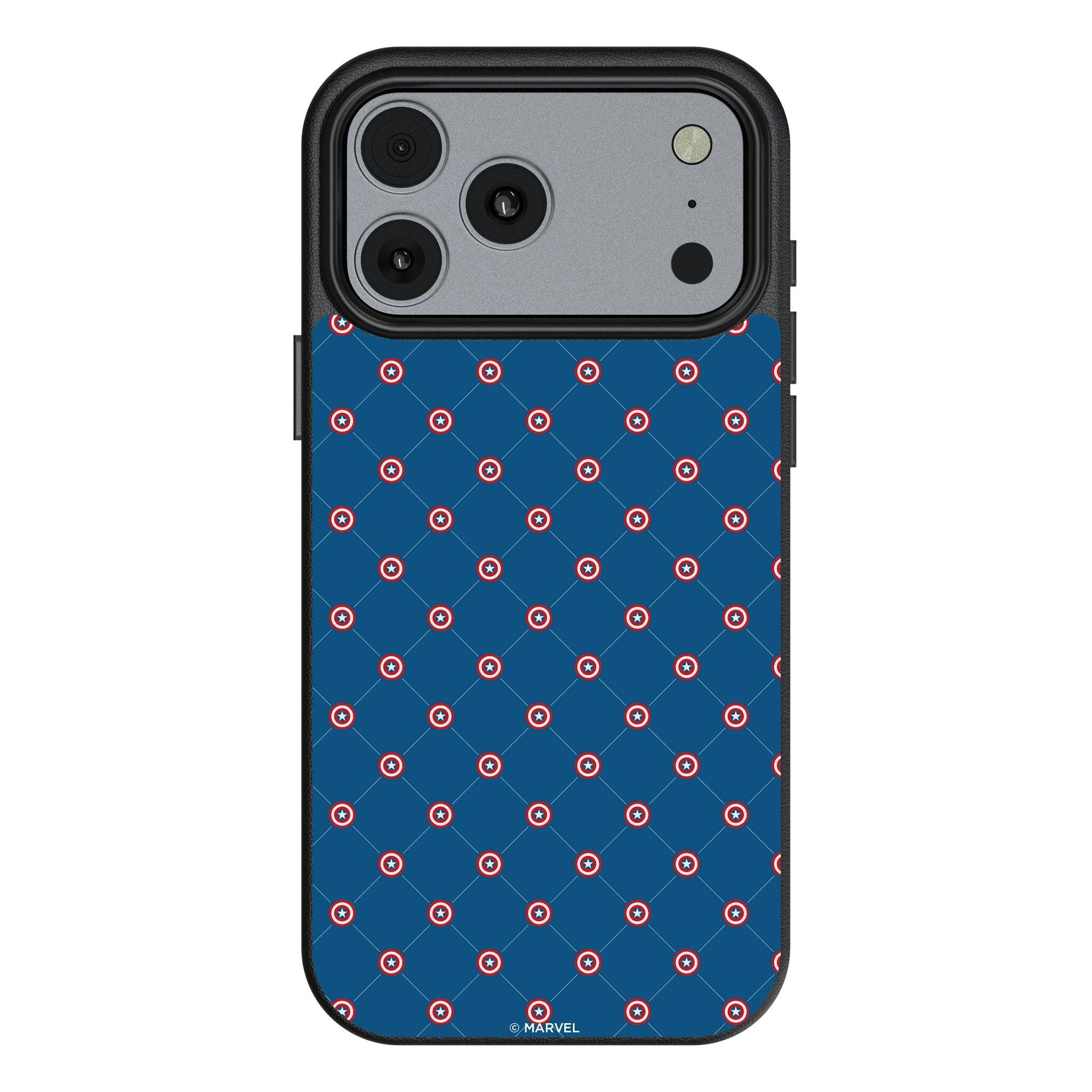 Front. Keyscaper - Marvel Pattern MagSafe Compatible Phone Case - Apple iPhone 17 Pro Max - Captain America.