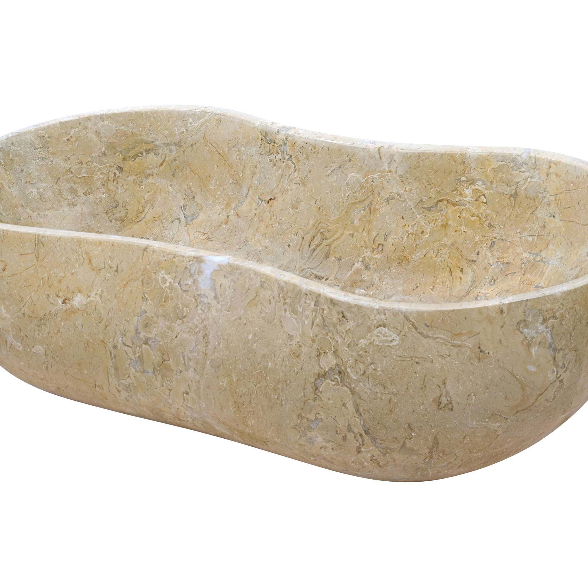 Alt View 4. ELEMENT ACE - Elegant Natural Marble Bathroom Vessel Sink with Polished Surface and Unique Veining Patterns - Beige+Gold,Beige+yellow,Gold.
