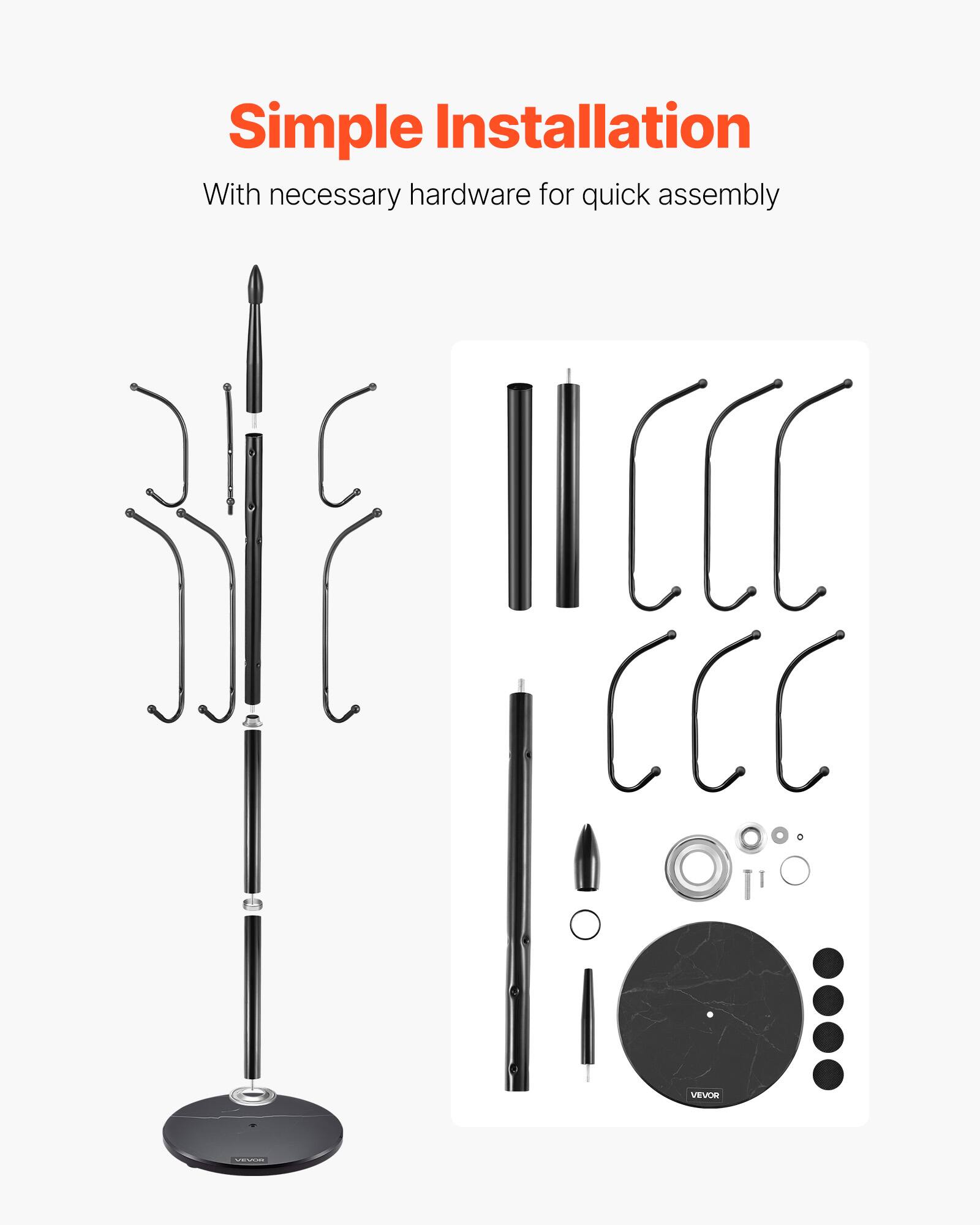 Simple Installation  
With necessary hardware for quick assembly