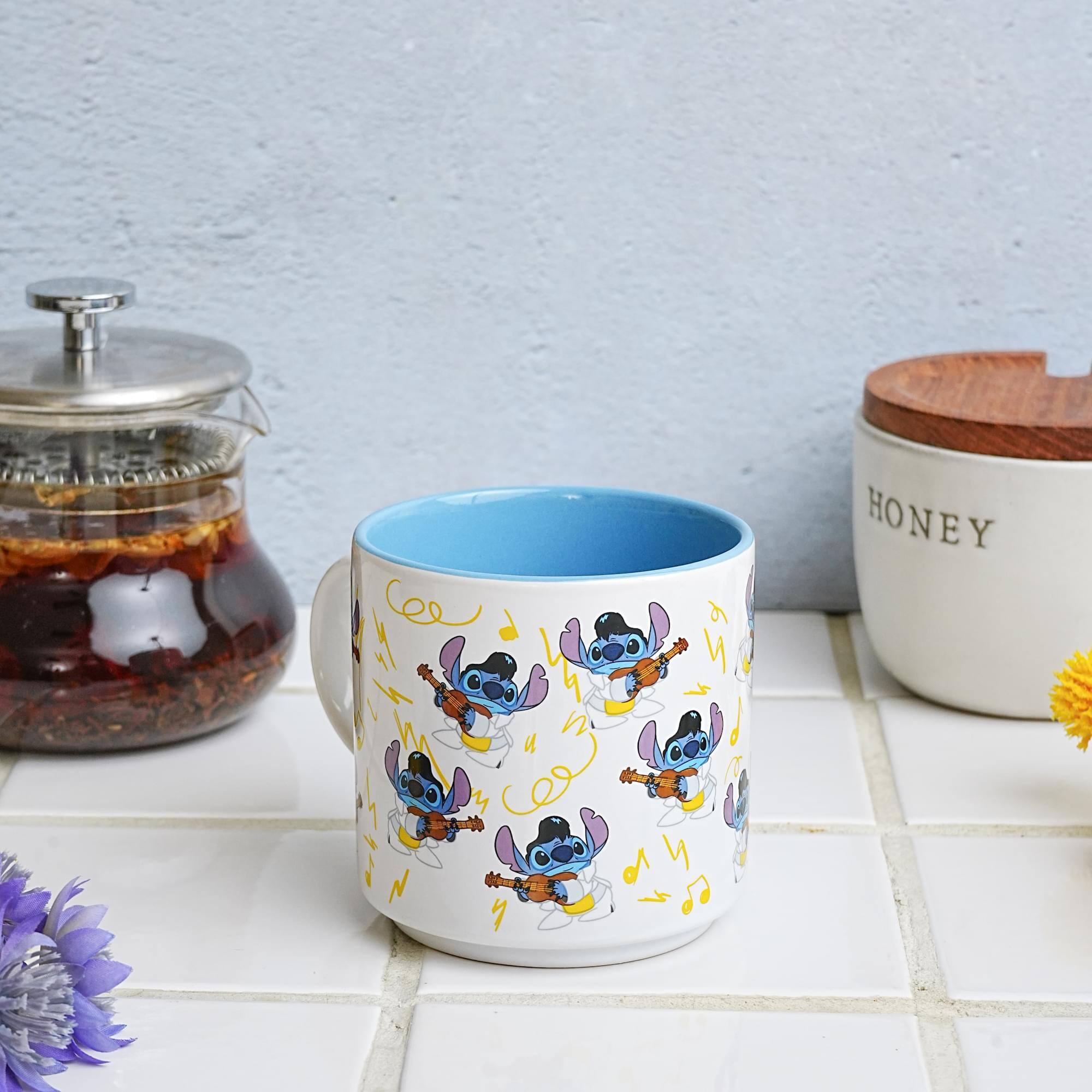 Alt View 2. Silver Buffalo - Disney Lilo & Stitch Elvis Playing Ukulele Ceramic Mug | Holds 13 Ounces - Blue.