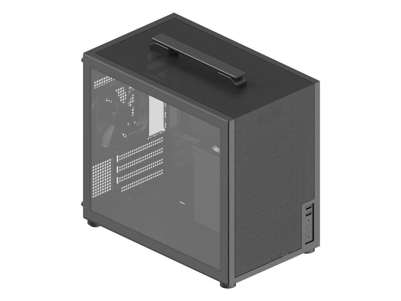 Back. Rosewill - micro atx mini tower pc case with pre-installed 400w power supply | lef - Black.
