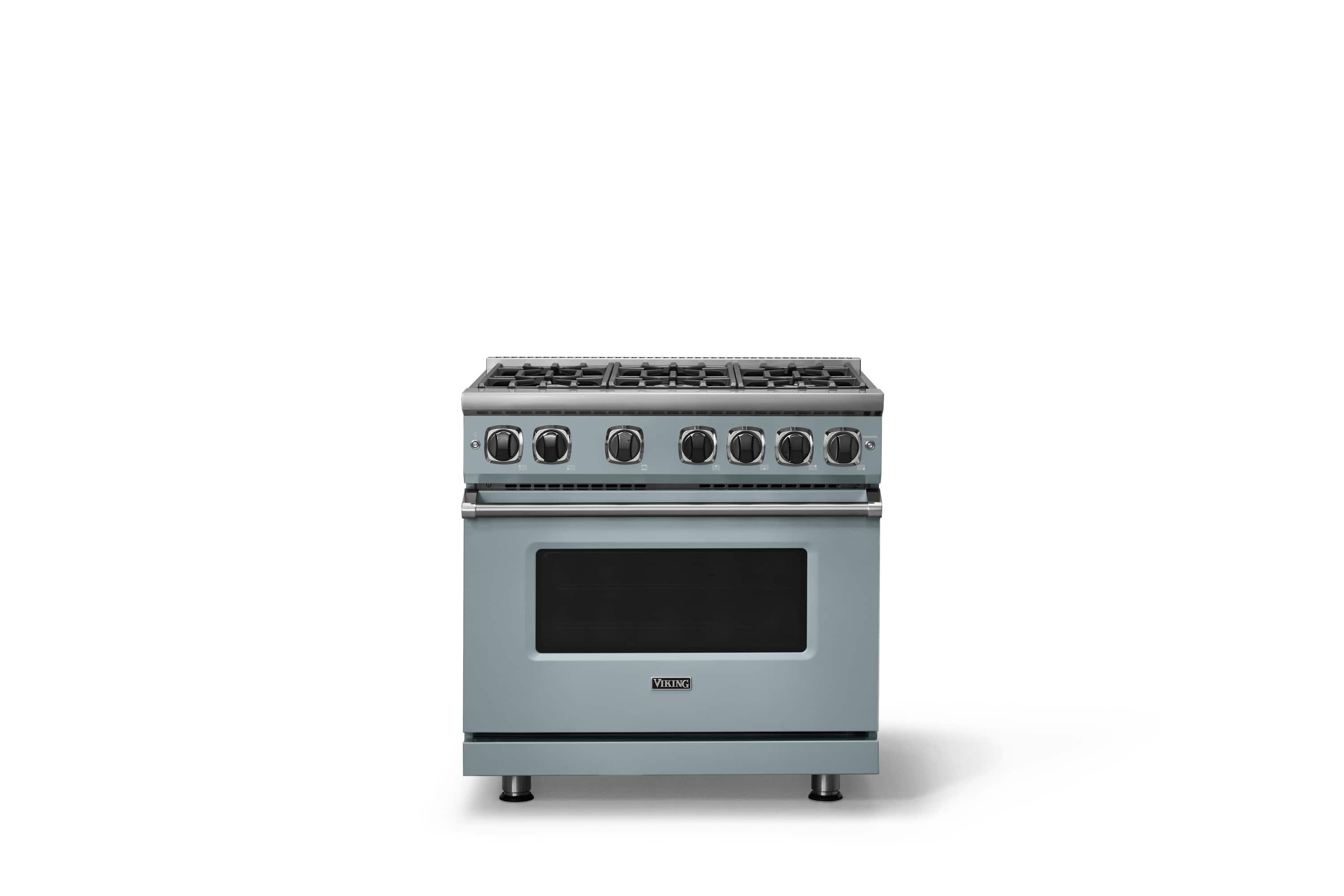 Front. Viking - Pro 7 Series 5.6 Cu. Ft. Freestanding Sealed 4 Burner Gas Convection Range - November Sky - November Sky.