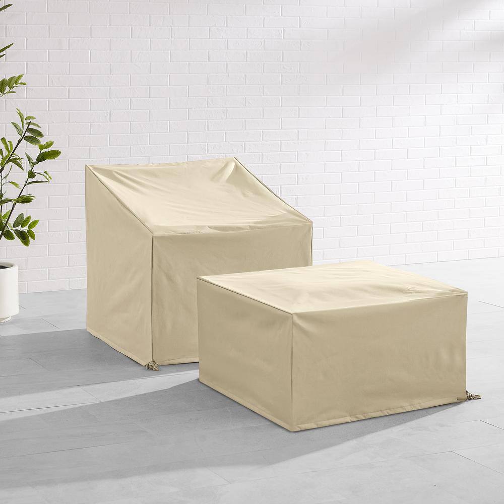 Alt View 3. Crosley Furniture - 2Pc Outdoor Furniture Cover Set - Chair & Square Table/Ottoman - Tan.