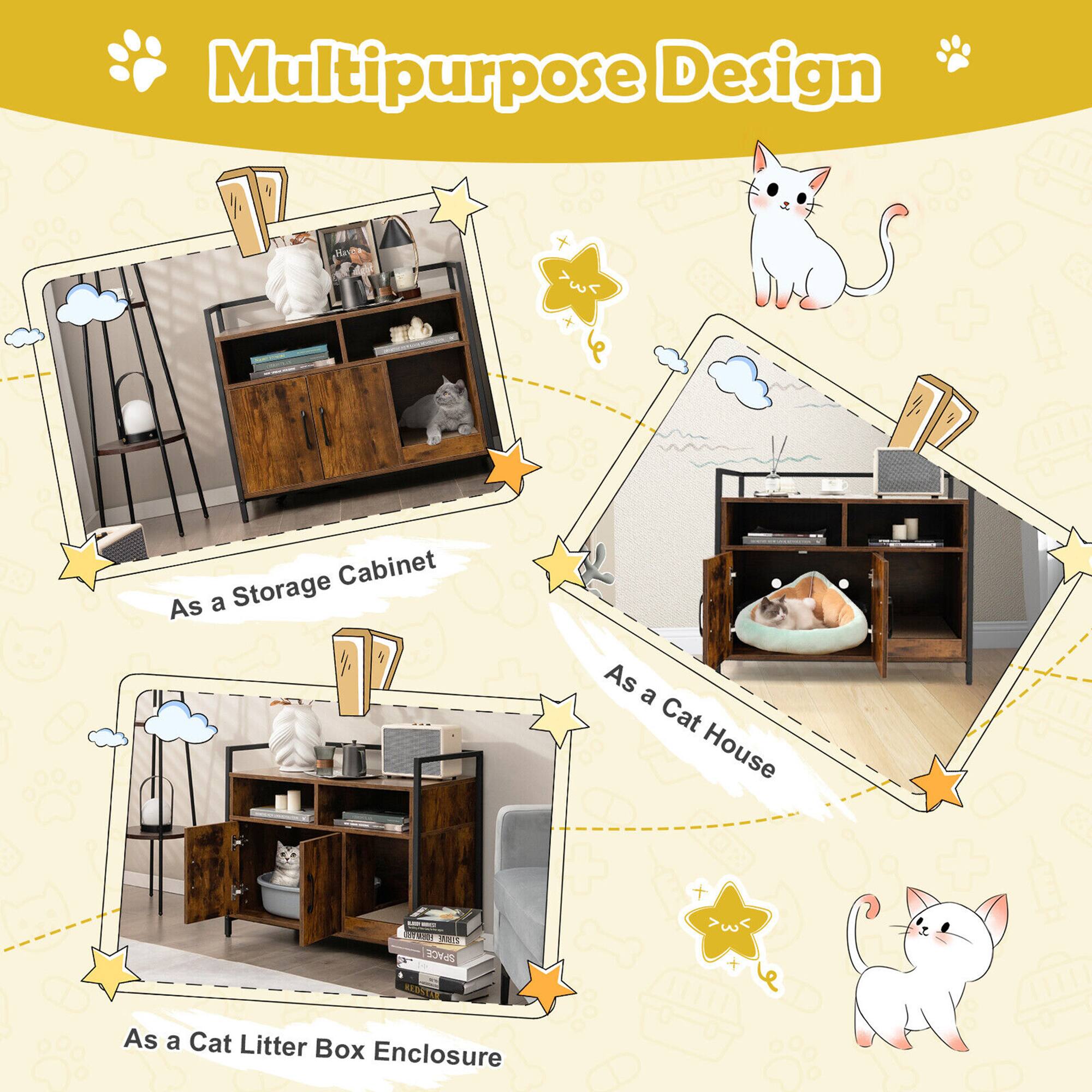 Multipurpose Design

- As a Storage Cabinet
- As a Cat House
- As a Cat Litter Box Enclosure