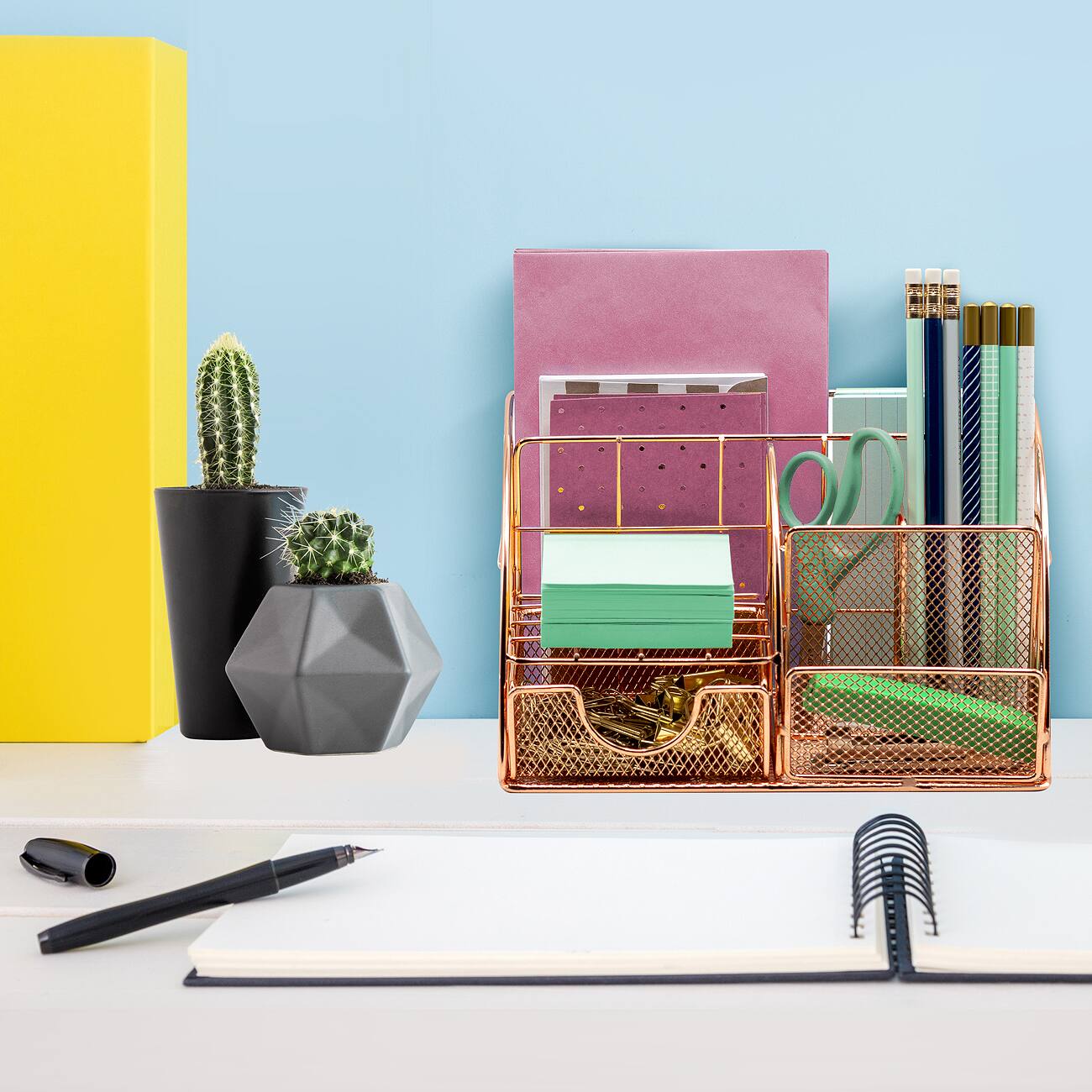 Alt View 3. Sorbus - Sorbus Desk Organizer, All-in-One Stylish Mesh Desktop Caddy Includes Pen/Pencil Holder, Mail Organizer - Copper.