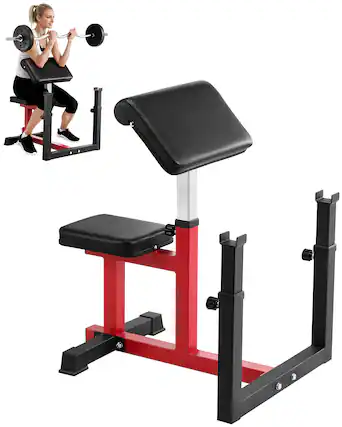 Front. VEVOR - Weight Bench with Leg Extension, Strength Training Benches, Max load 440 LBS Home Gym Bench Fitness Equipment - Black+Red.