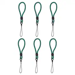 Unique Bargains - 6pcs Phone Lanyards Finger Strap, Short Anti-loss Hanging Rope for Phone, Key, Flashlight, USB Badge - Black,Lake Blue