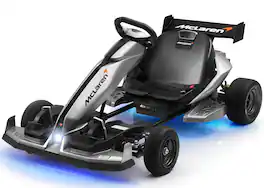FIRST RIDE ON - 48V Go Kart with Top Speed 15 MPH, Licensed McLaren Drift Kart for Teens 14+ , Electric Go Kart w/Rubber Tire and LED - Silver