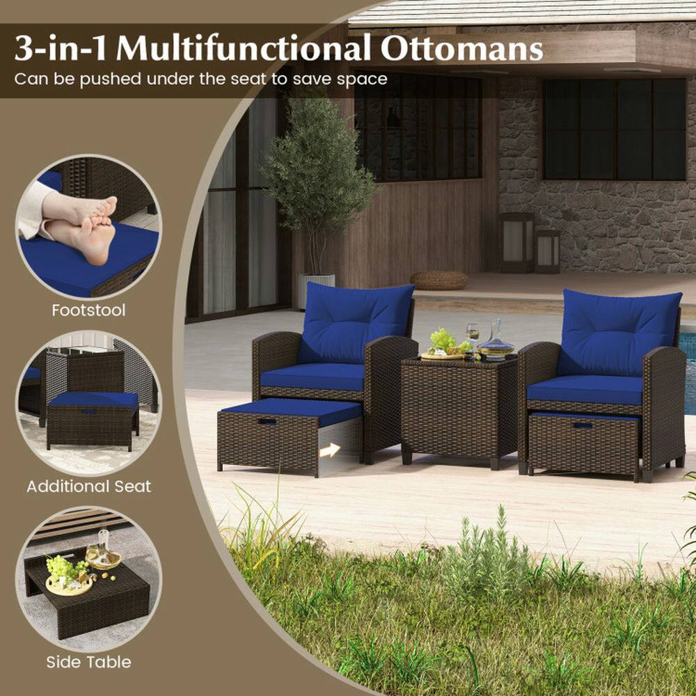 3-in-1 Multifunctional Ottomans  
Can be pushed under the seat to save space  

Footstool  
Additional Seat  
Side Table