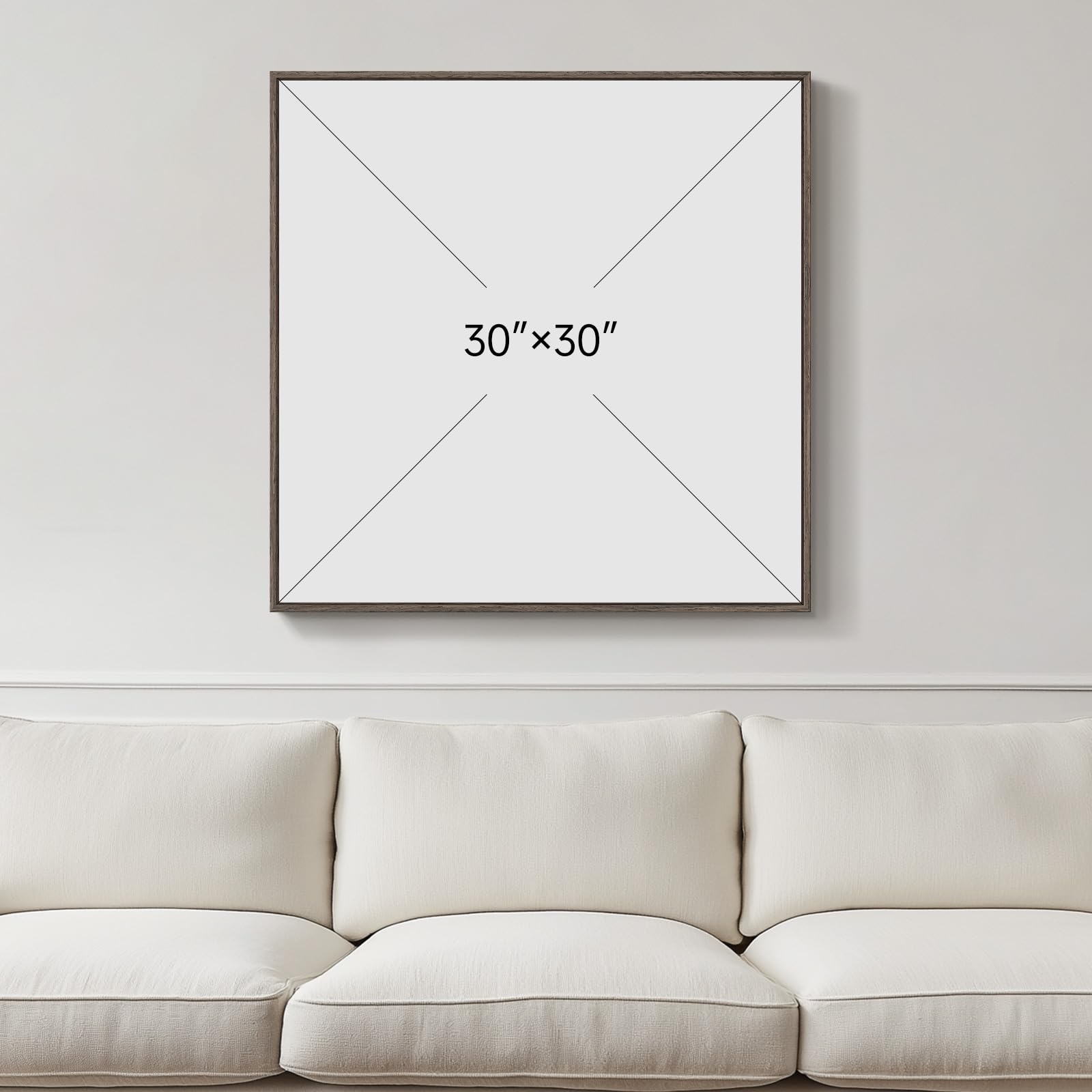 Alt View 2. Hanke - Framed Sage Abstract Wall Art Modern Canvas Prints Artwork Walls Square Minimalist 36 x 24 inches - Black White Grey Block 36"L x 24"W.