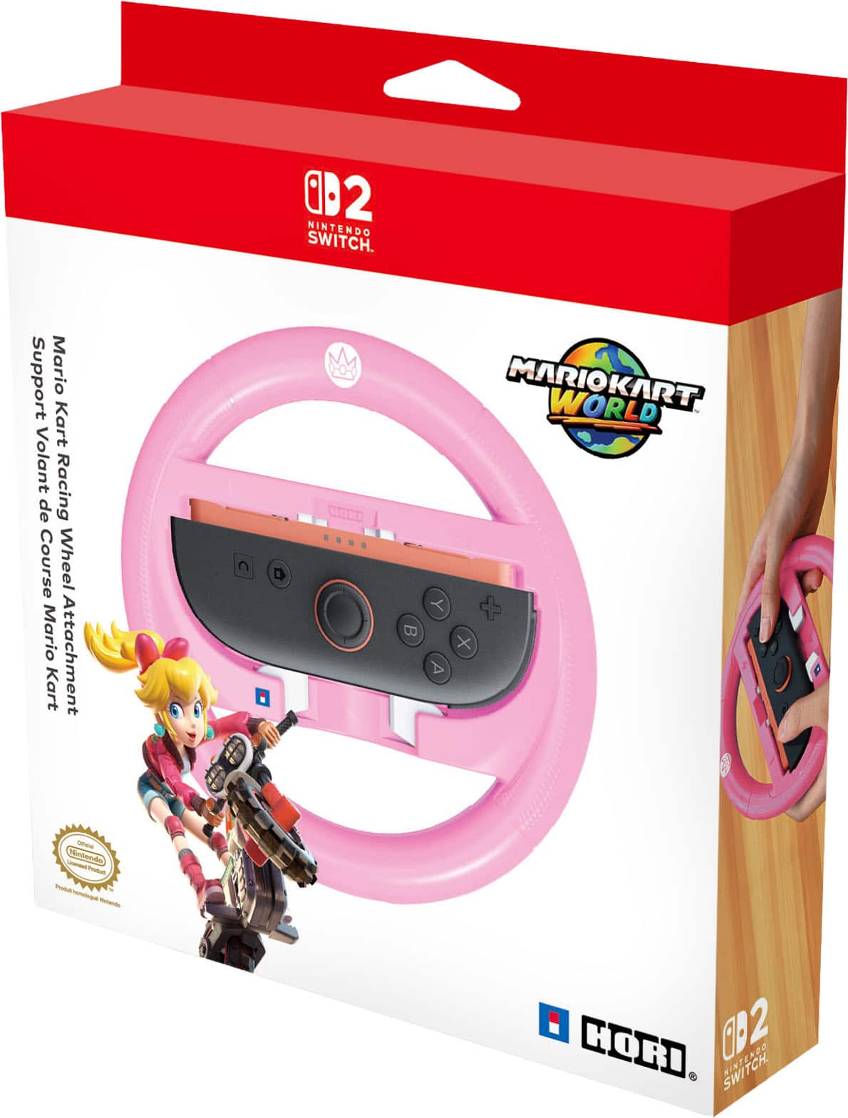 Hori - Mario Kart Racing Wheel Attachment (Peach) for Switch 2 - Officially Licensed by Nintendo - Pink