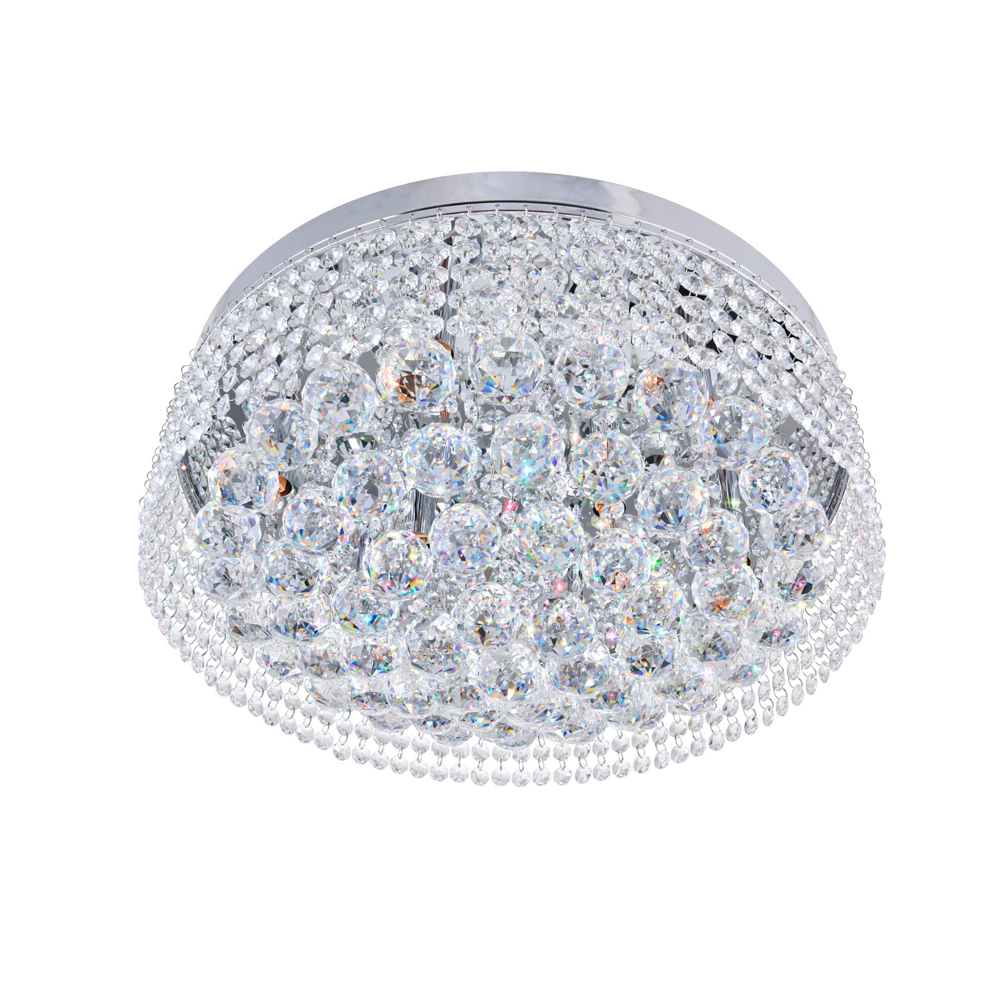 Left. CWI Lighting - Cascade 8 Light Drum Shade Flush Mount With Chrome Finish - Chrome.