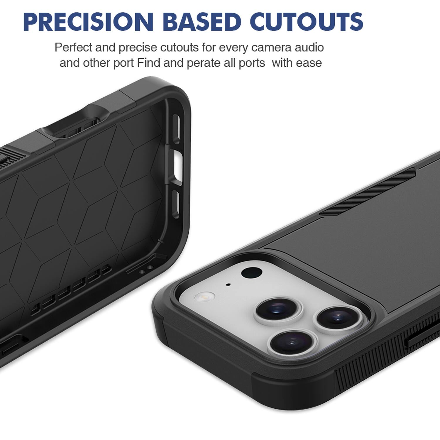PRECISION BASED CUTOUTS  
Perfect and precise cutouts for every camera, audio, and other port. Find and operate all ports with ease.