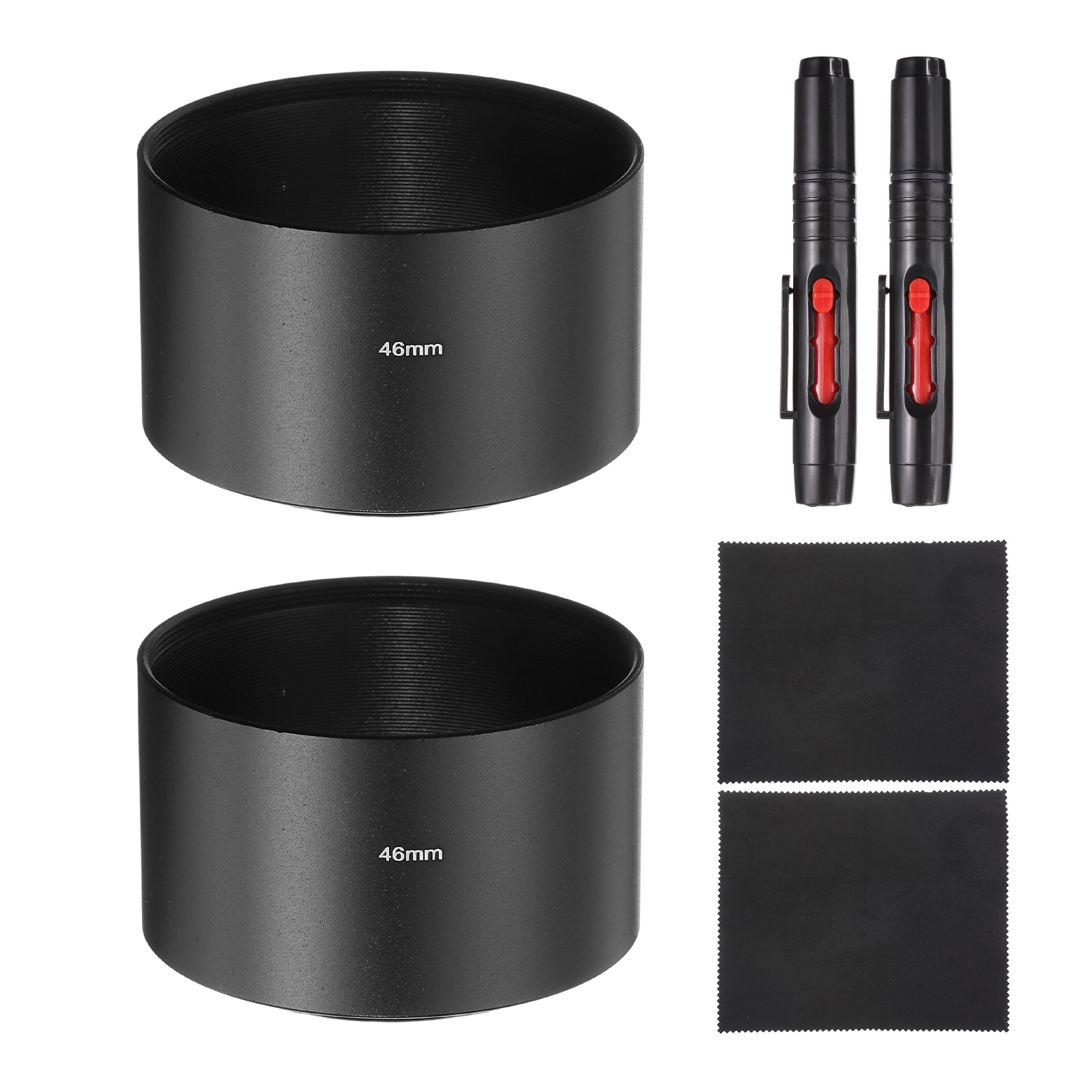 Unique Bargains - 2pcs 46mm Long-focus Screw-in Metal Lens Hood Shade with Cleaning Cloth/Pen - Black price history on PriceWatchPro