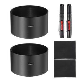 Unique Bargains - 2pcs Lens Hood Shade, 46mm Long-focus Metal Camera Cap Shade with Cleaning Cloth & Pen - Black
