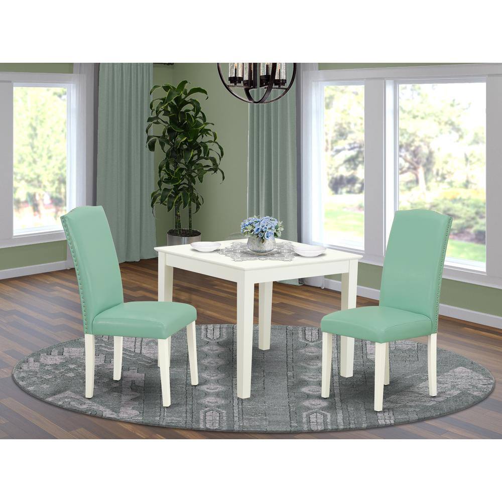 Left. East West Furniture - Dining Room Set Linen White - Brown.