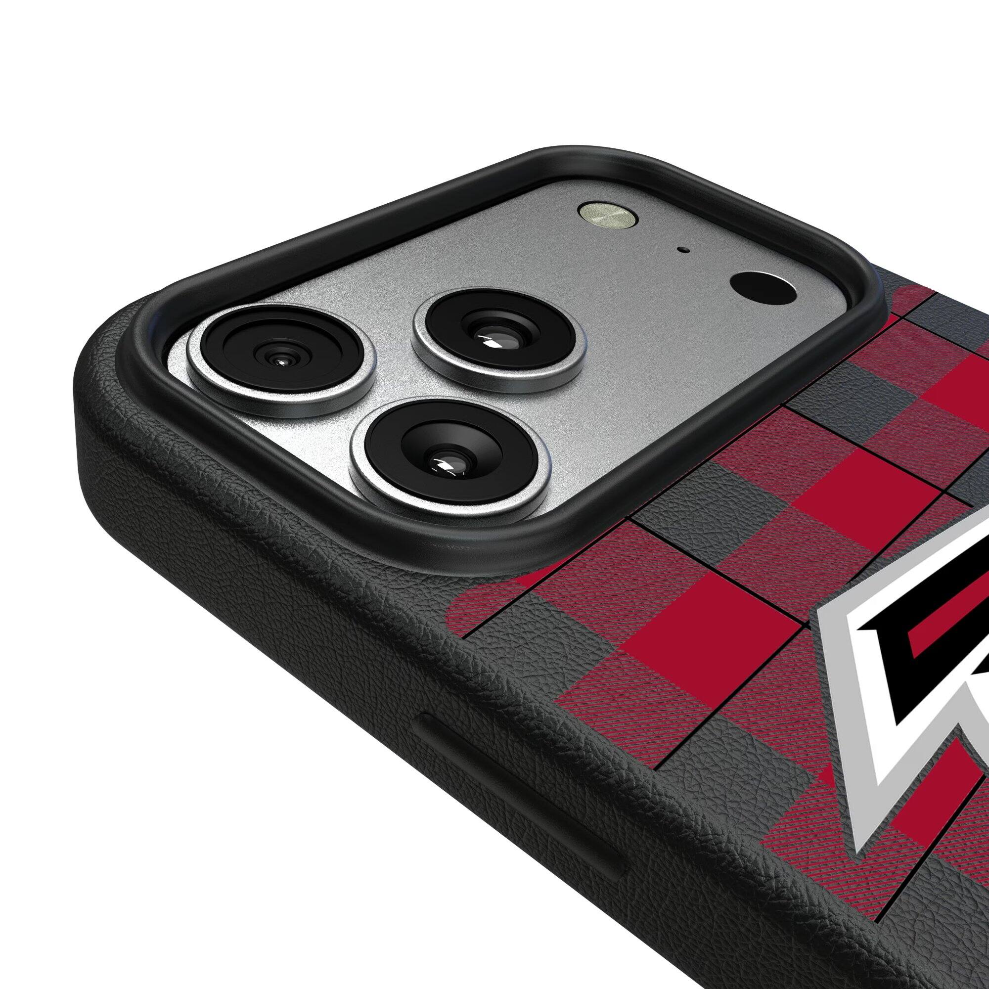 Alt View 2. Keyscaper - Atlanta Falcons Plaid Magnetic Bump iPhone Case - 17 Pro - Black.