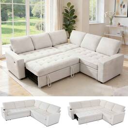 Dyonery - 5 Seat Modular Sectional Sofa with USB Ports/Adjustable Backrest/Storage Seats, Tool-Free Assembly,Beige - Beige