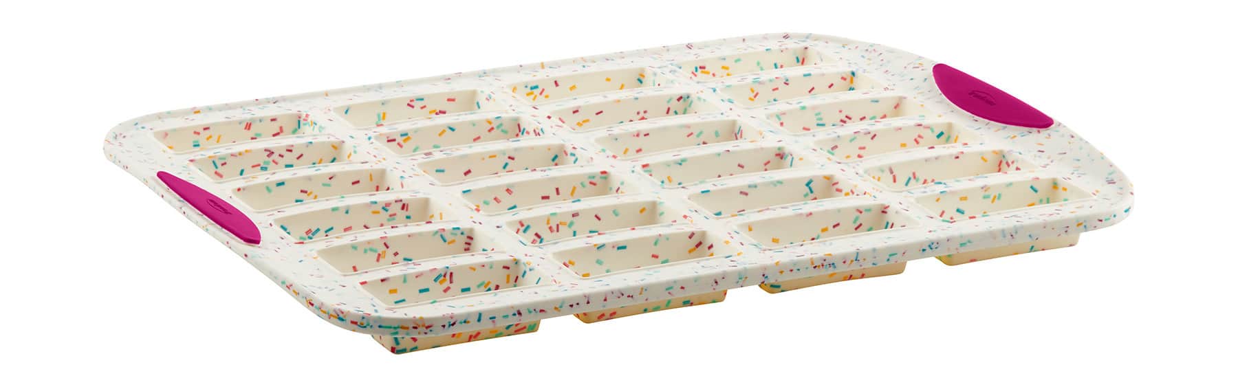 Trudeau - Structure Silicone 24 Cavity Bar Cake Pan, Confetti/Fuchsia - White