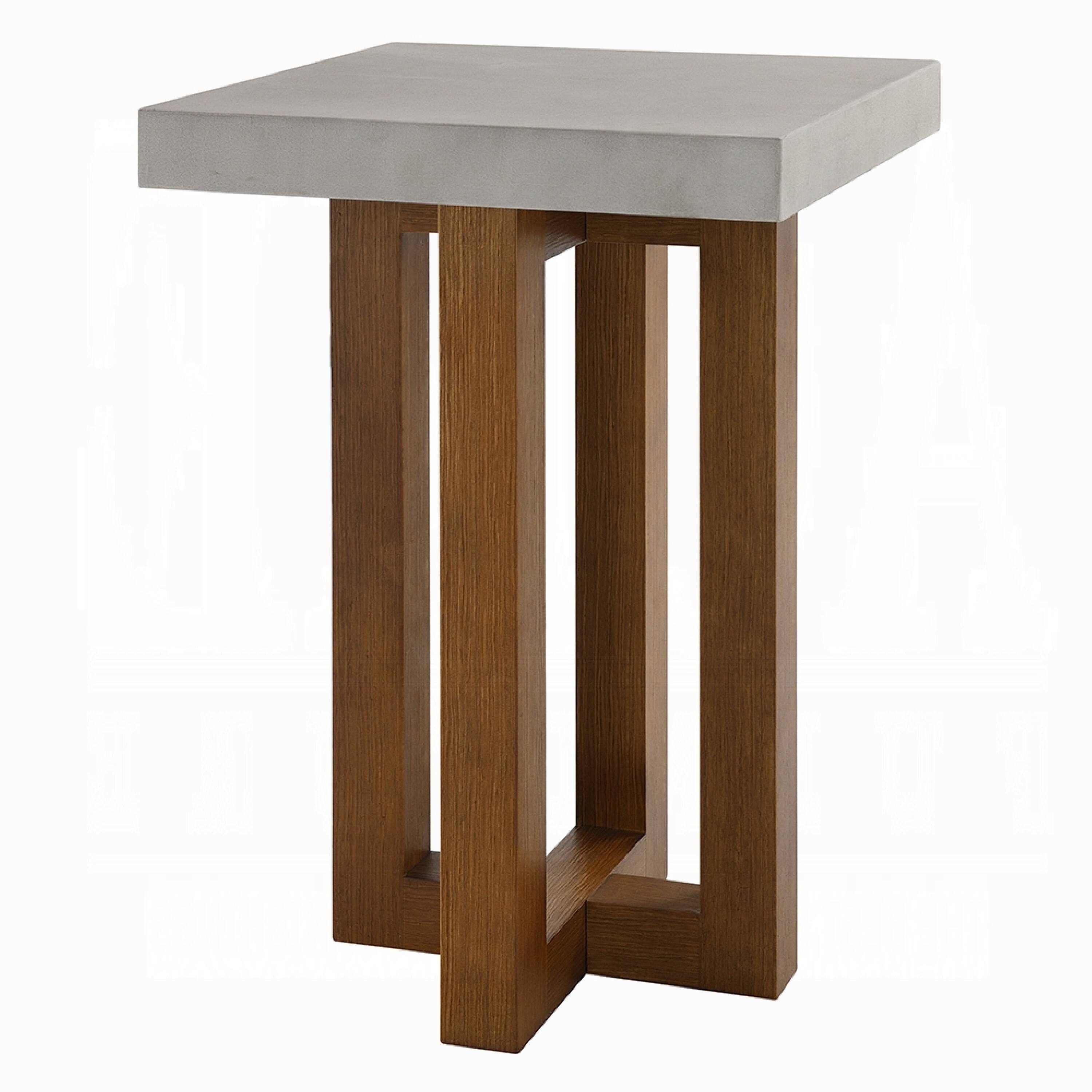 Alt View 2. Manhattan Lane - Joshua End Table, Gray Faux Concrete Top, 16 Inch - Gray, Walnut Brown.