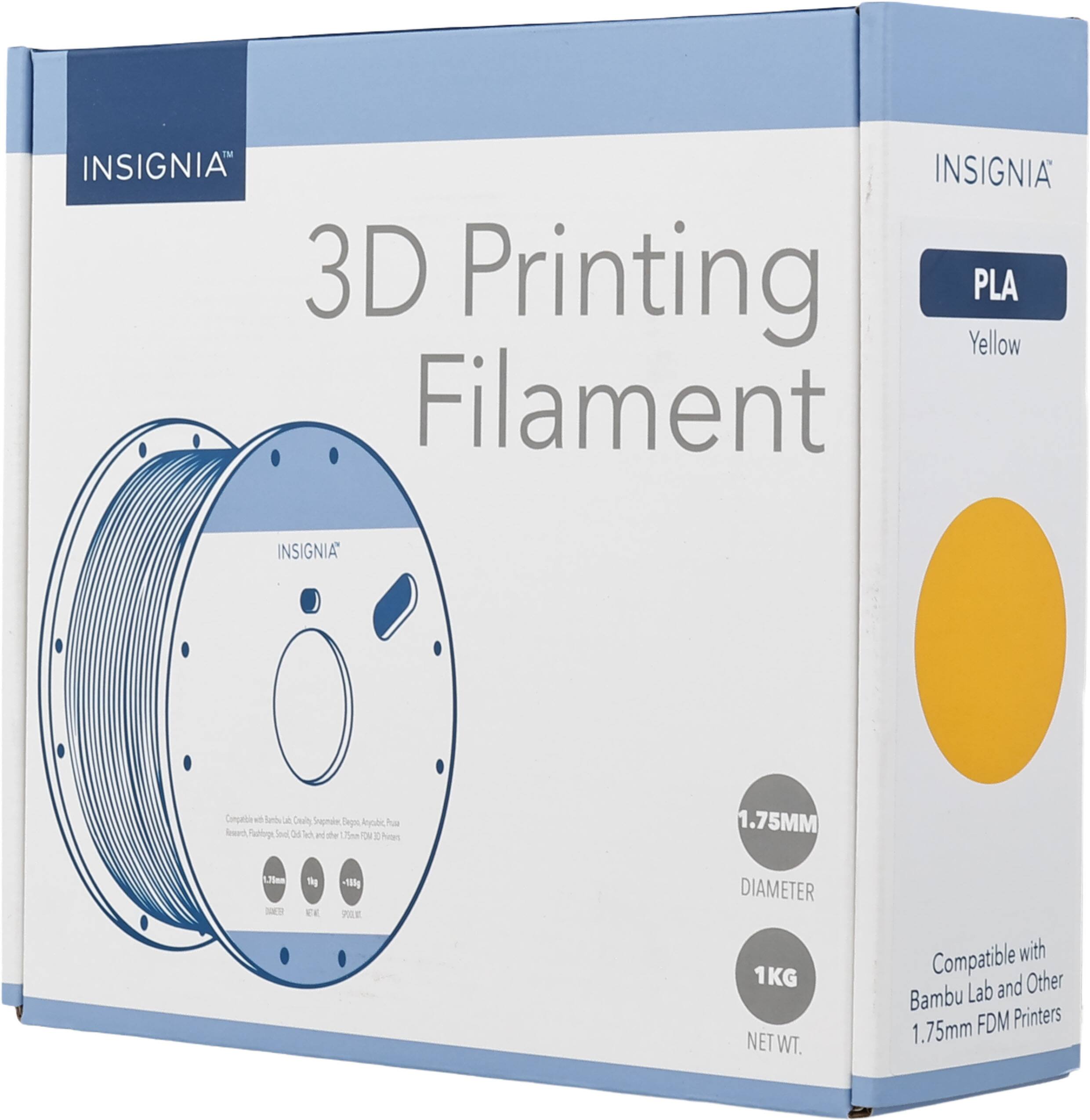 INSIGNIA 3D Printing PLA Yellow Filament INSIGNIA Compatible Lanis A Tnpruie Tags Anol Ta frank Paiogs od D4 lel De de 175m Poten 1.75MM ms ST 1g NE -10kg PIE DIAMETER 1KG NET WT. Compatible with Lab and Other Bambu FDM Printers 1.75mm