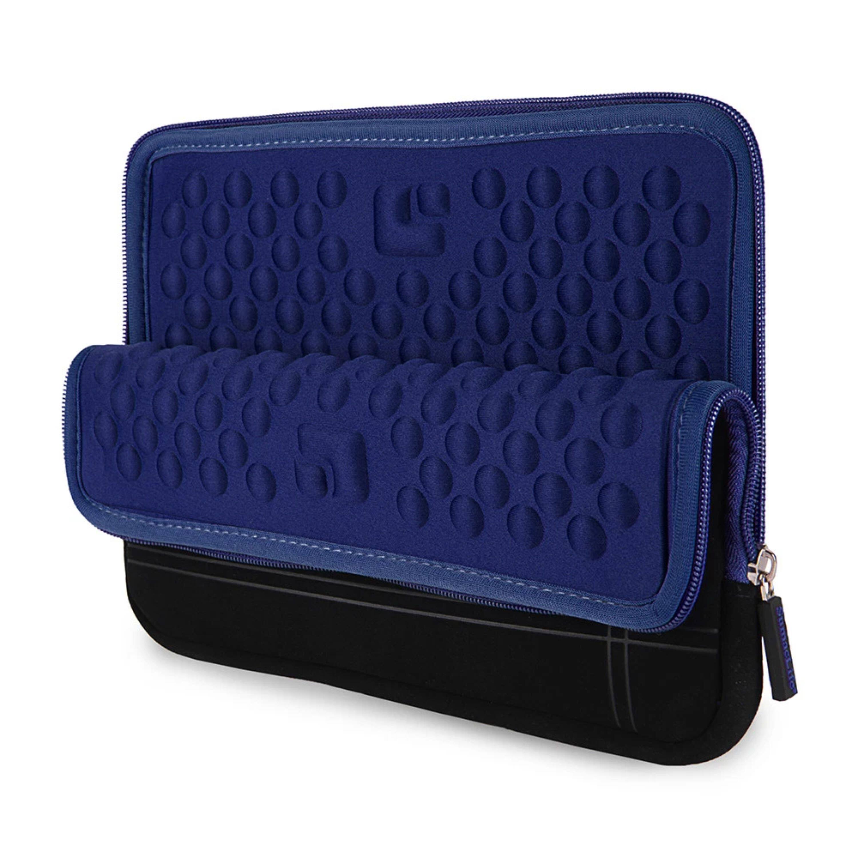 Left. Kitcheniva - Microsuede Sleeve Case Cover Bag For 15" Laptop Black/Blue - Black/Blue Trim.