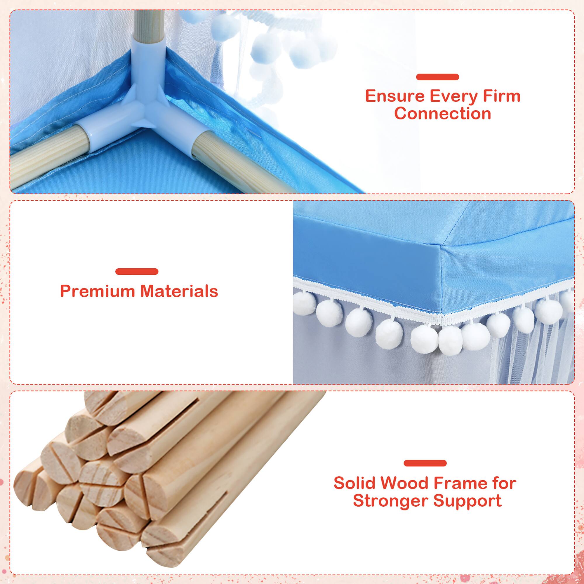 Ensure Every Firm Connection, Premium Materials, Solid Wood Frame for Stronger Support