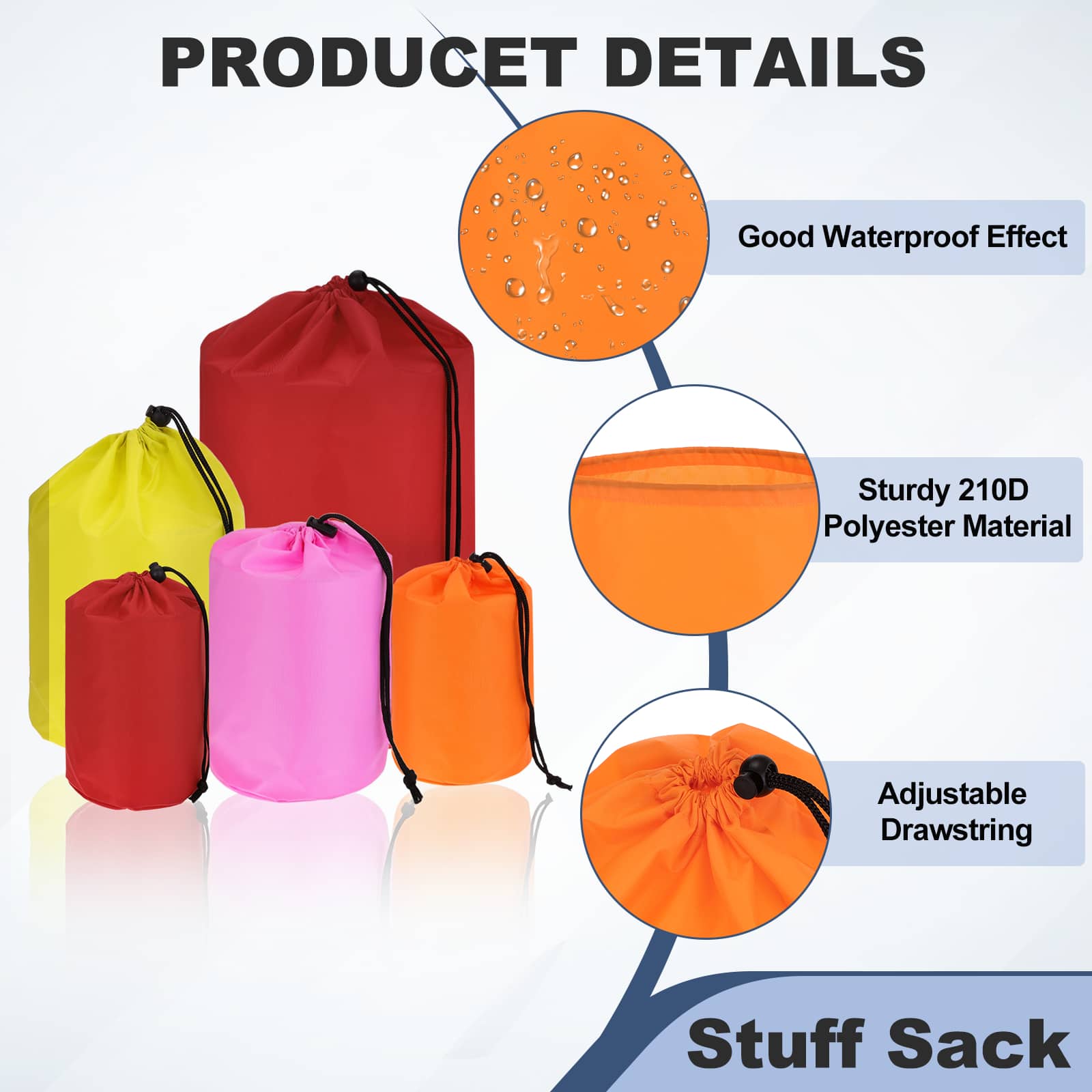 Unique Bargains Drawstring Bag with Toggle & Cinch Portable
