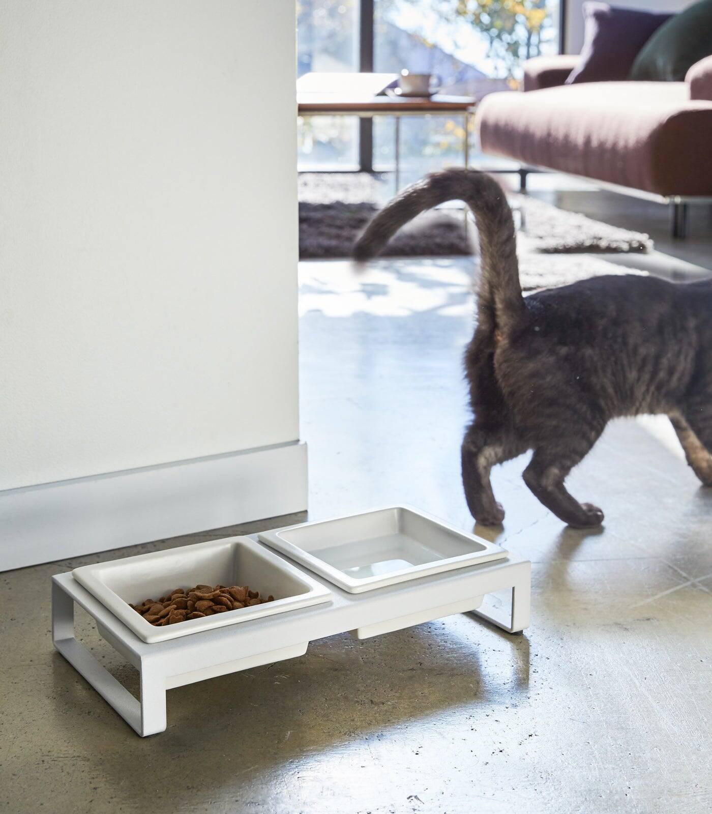 Alt View 1. Yamazaki Home - Pet Food Bowl - Steel + Ceramic - White.