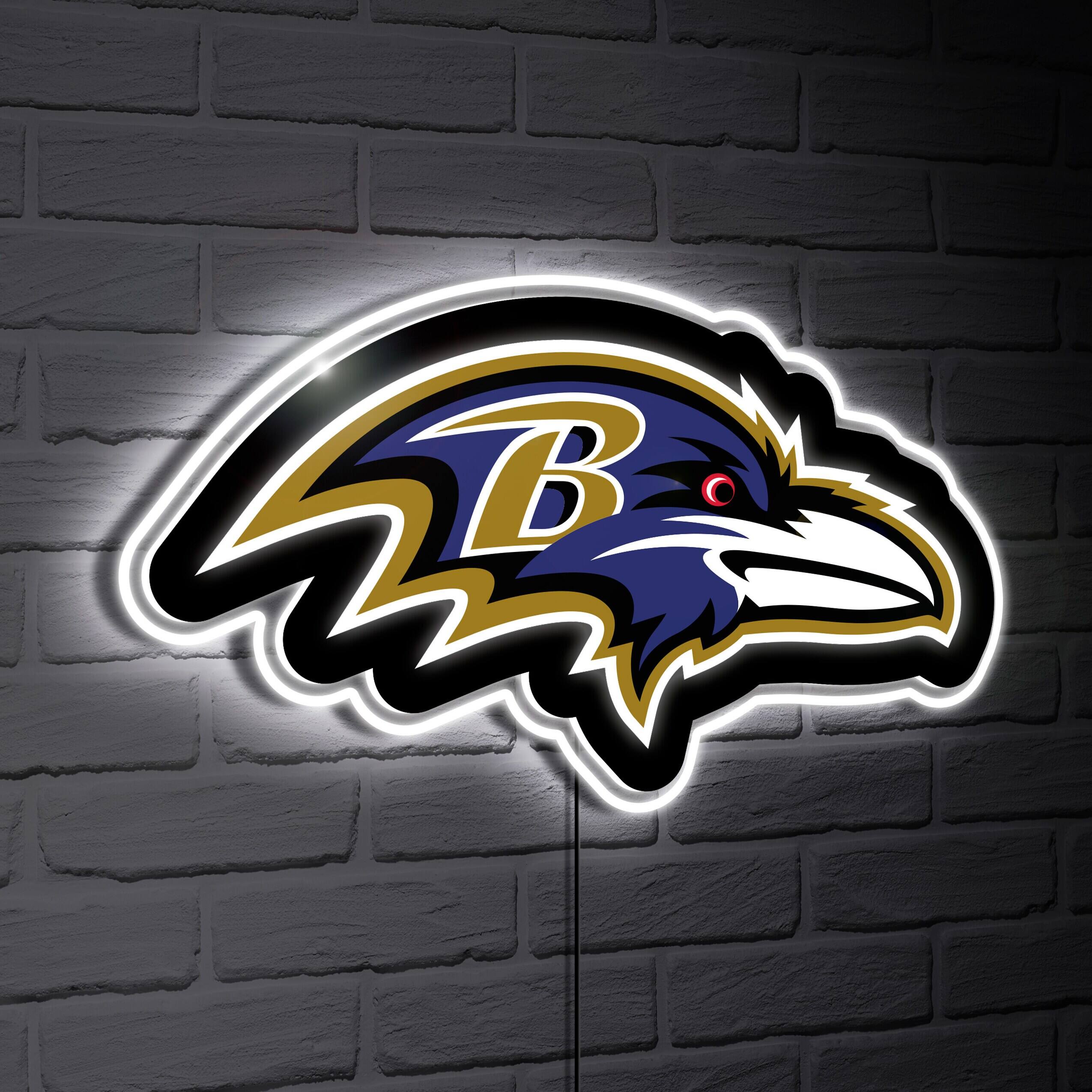 Baltimore Ravens LED Team Logo Shaped Lighted Wall Sign