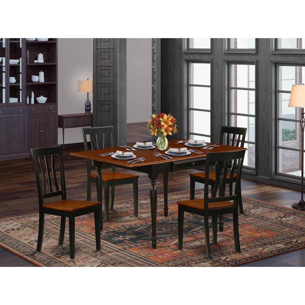 Left. East West Furniture - Dining Room Set Black & Cherry - Brown.