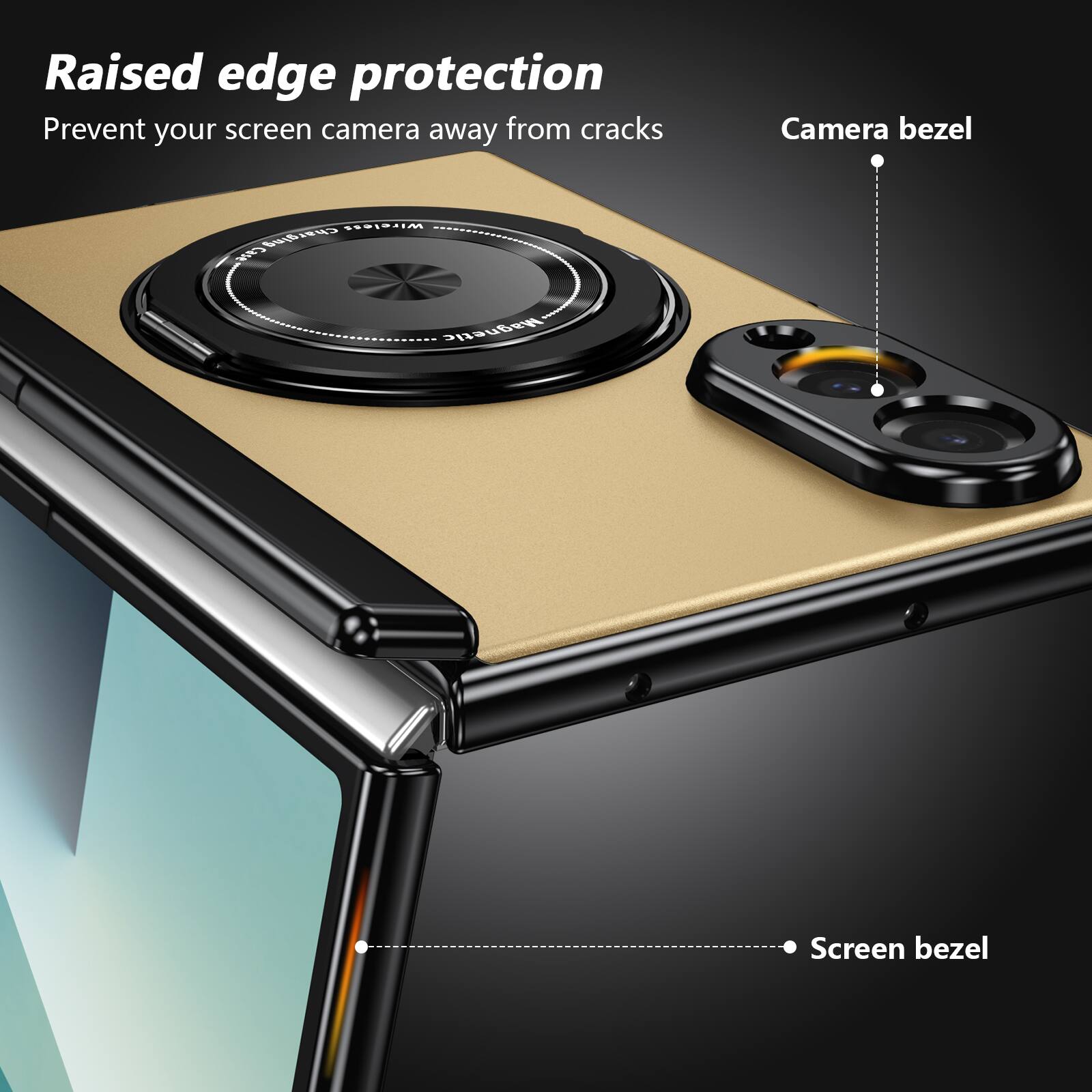 Raised edge protection  
Prevent your screen camera away from cracks  
Camera bezel  
Screen bezel
