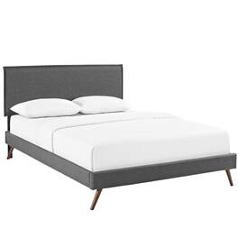 Modway - Camille Fabric Queen Platform Bed with Round Splayed Legs - Gray