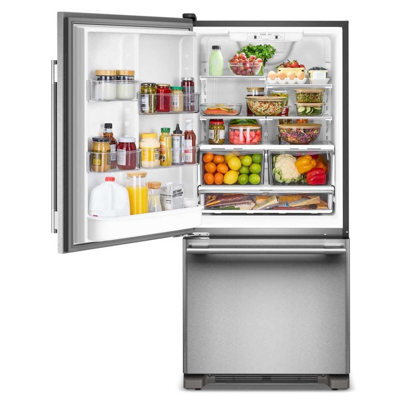 Alt View 1. KitchenAid - 19 Cu. Ft. 30-Inch Standard-Depth Bottom Mount Refrigerator with Left Door Swing - PrintShield Stainless.