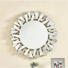 Elegant Decor - Sparkle 39.5 in. Contemporary Round Mirror - Clear