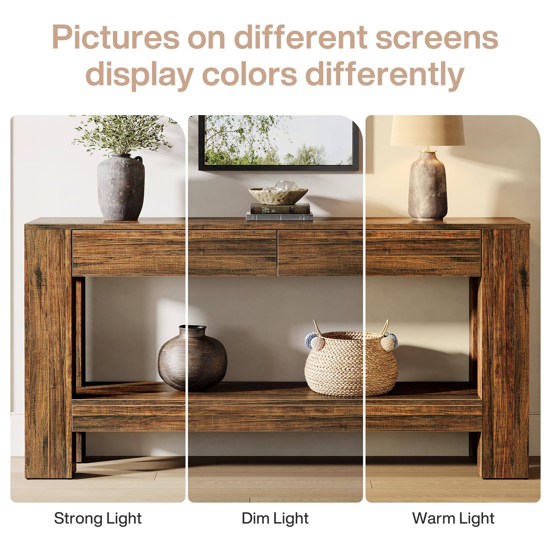 Pictures on different screens display colors differently

Strong Light
Dim Light
Warm Light