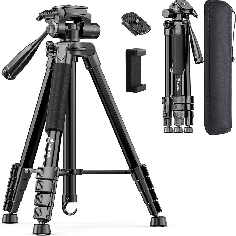 Schertz - 73" Aluminum Camera Tripod – With Phone Holder & Travel Bag, Compatible with GoPro, DSLR, Camcorder, Cell Phone (Max 8.8