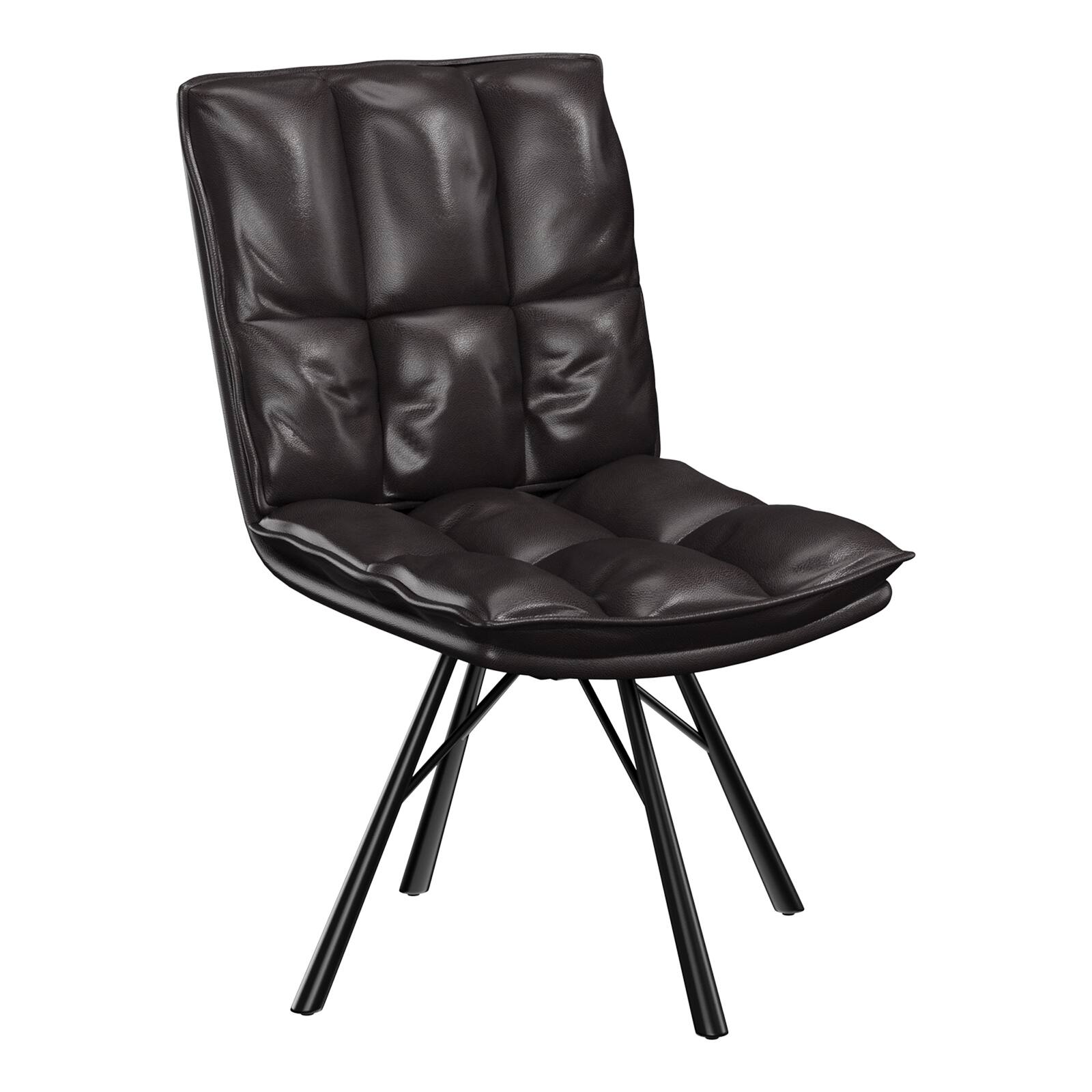 Alt View 2. Bestier - Office Chairs Set of 2, Modern Armless PU Leather Chairs with Metal Legs for Home Office and Dining Room - Black.