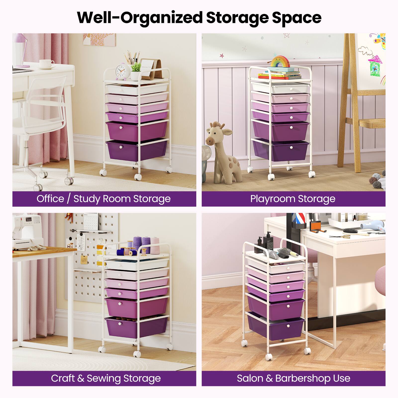 Well-Organized Storage Space

Office / Study Room Storage

Playroom Storage

Craft & Sewing Storage

Salon & Barbershop Use
