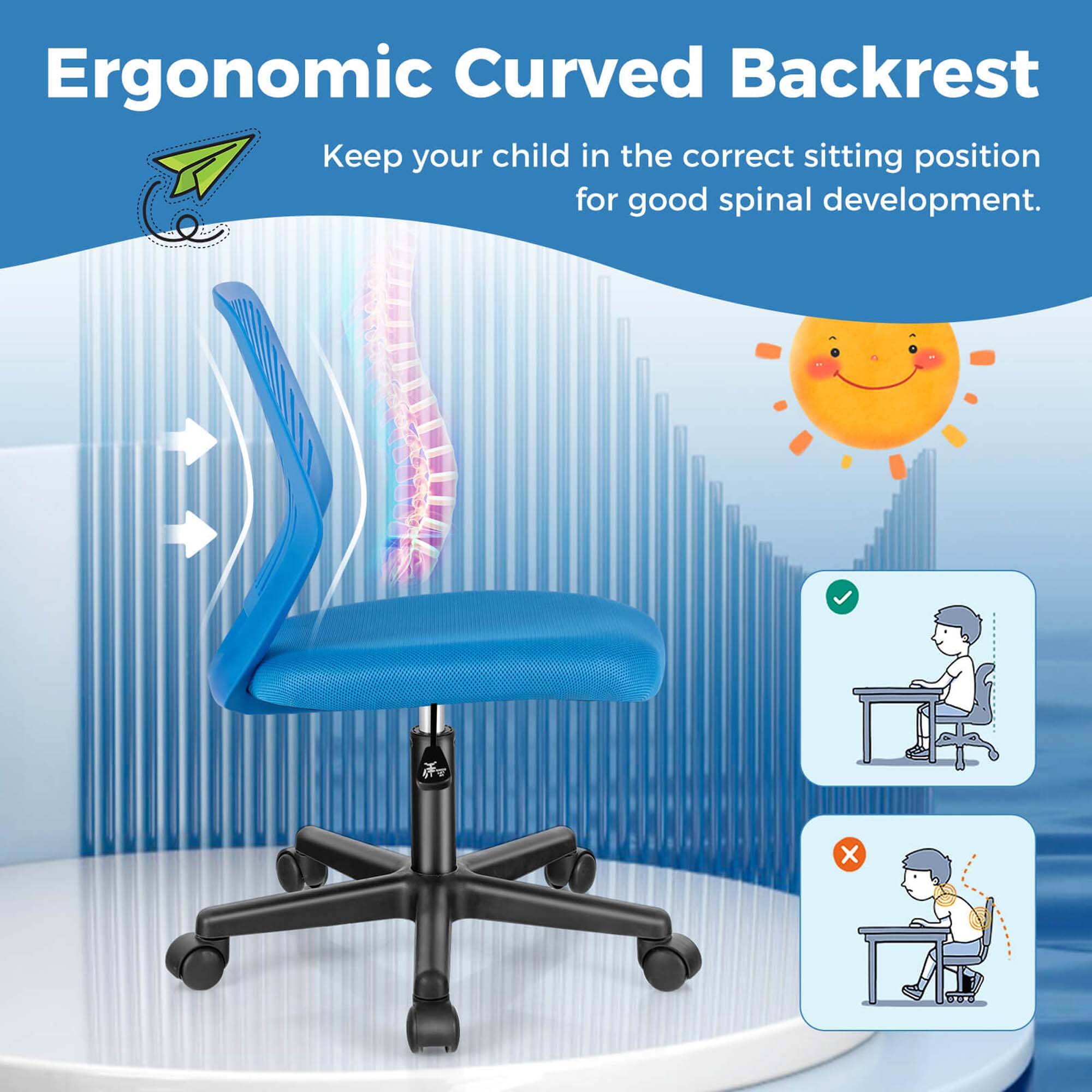 Ergonomic Curved Backrest
Keep your child in the correct sitting position for good spinal development.