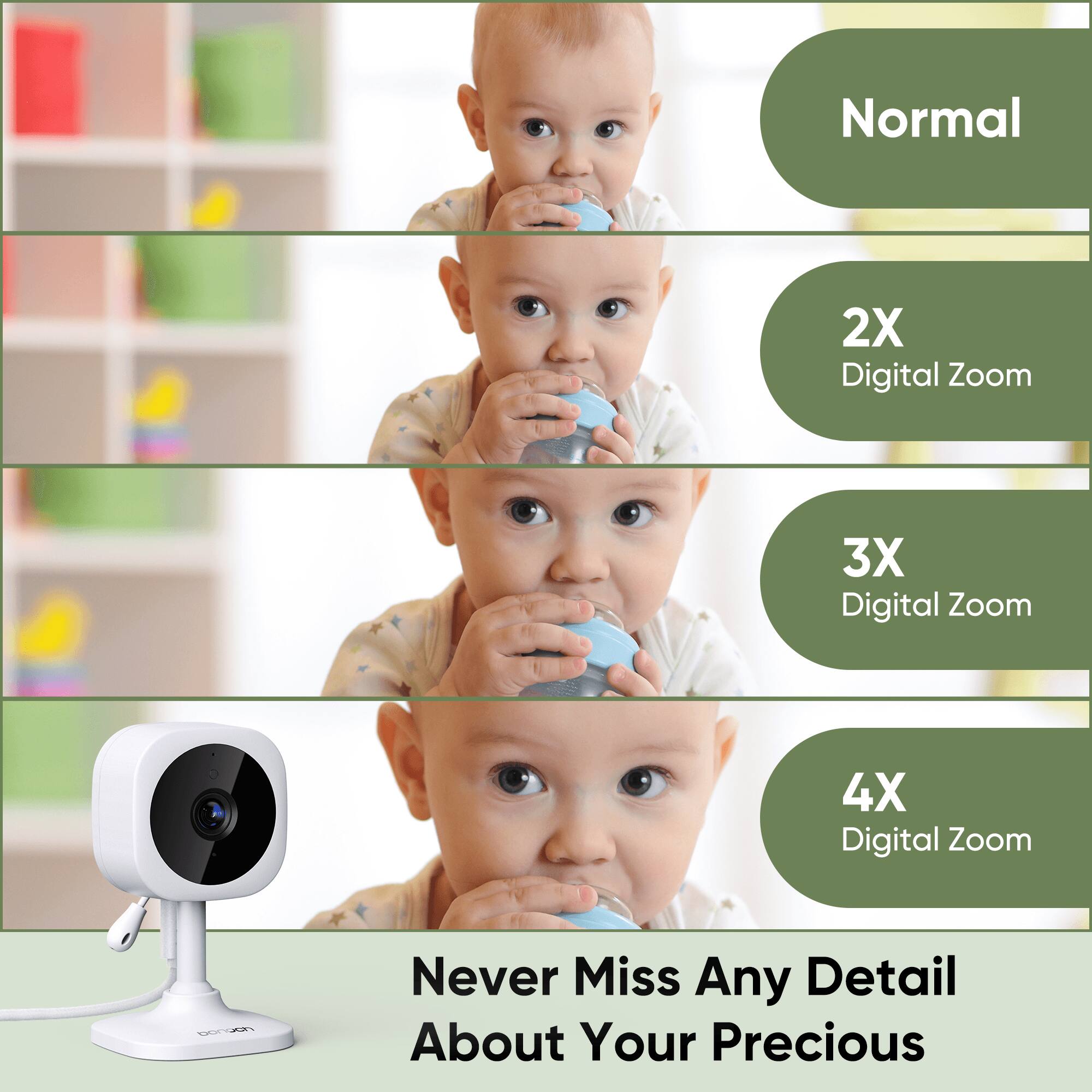 Normal, 2X Digital Zoom, 3X Digital Zoom, 4X Digital Zoom, Never Miss Any Detail About Your Precious