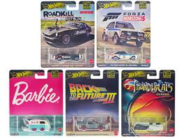 "Pop Culture 2024" 5 piece Set A "Premium Series" Diecast Model Cars by Hot Wheels - Multicolor