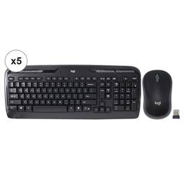 5x Logitech MK320 Full-size Wireless Membrane Keyboard and Mouse Bundle for PC - Black