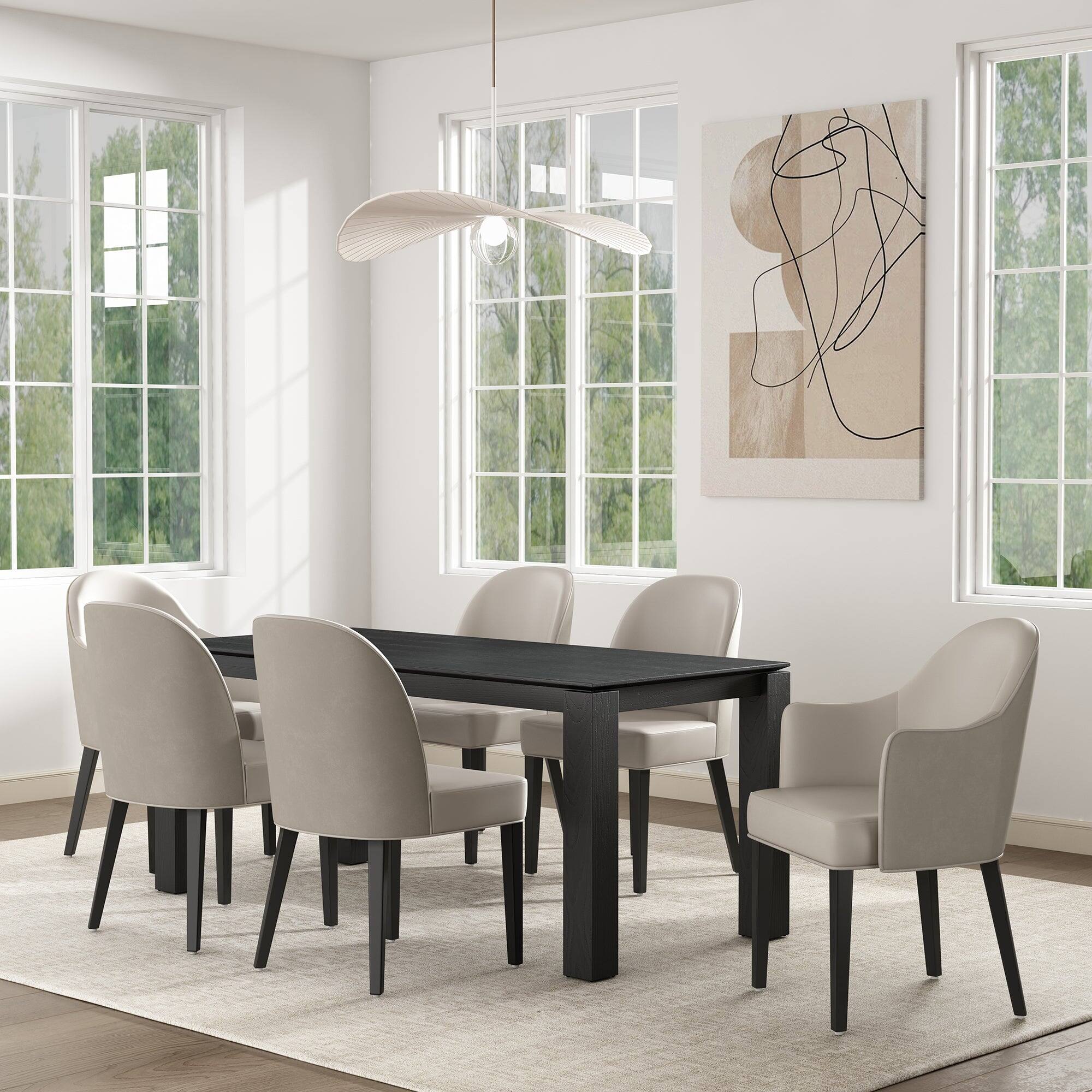 Manhattan Comfort Hillman Modern 6 Piece Dining Chair Set Light Gray ...