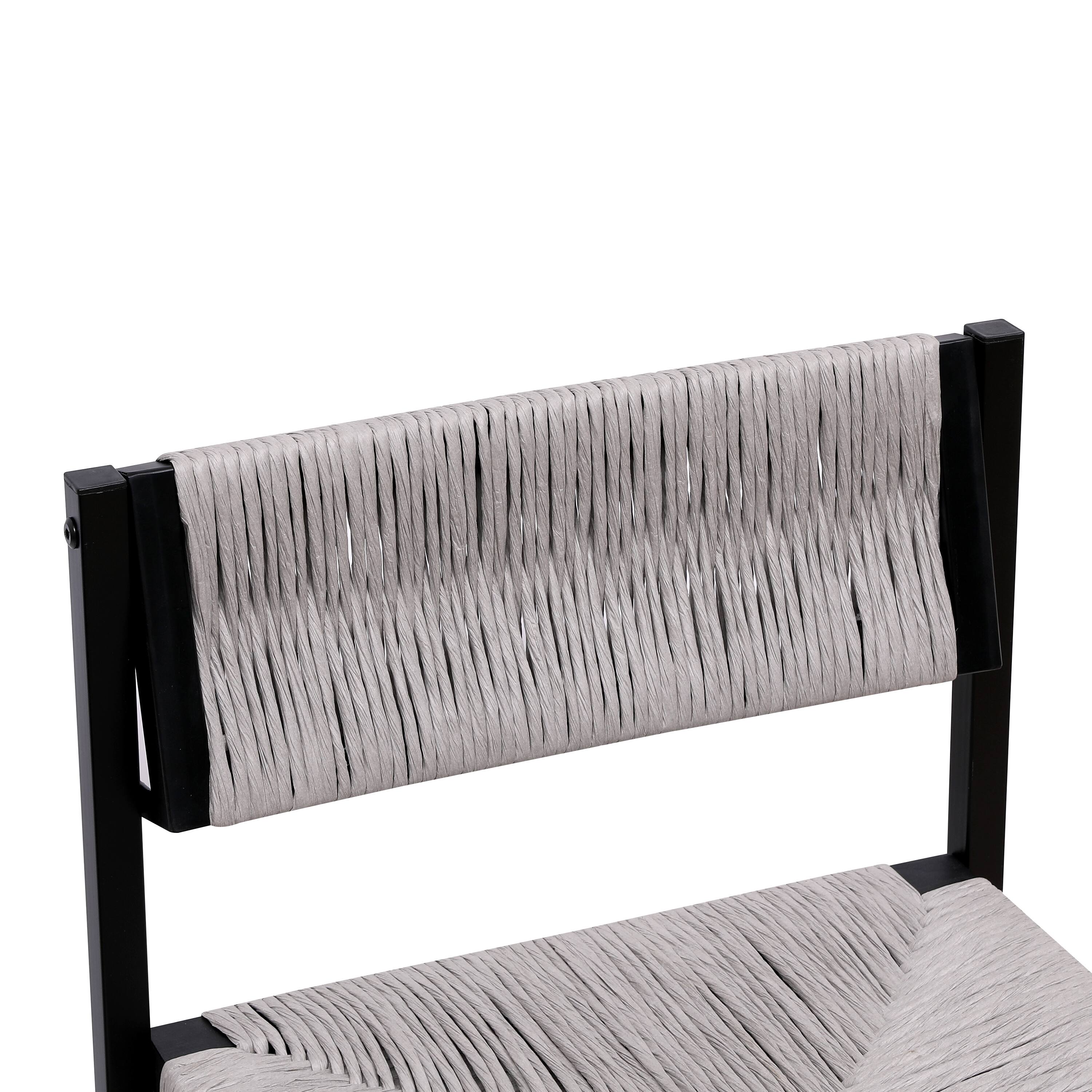 Alt View 8. GOODSILO - Set of 2 Woven Bar Stools - Hand Weave Counter Stool with Footrest for Kitchen Island, Dining Room - Gray.