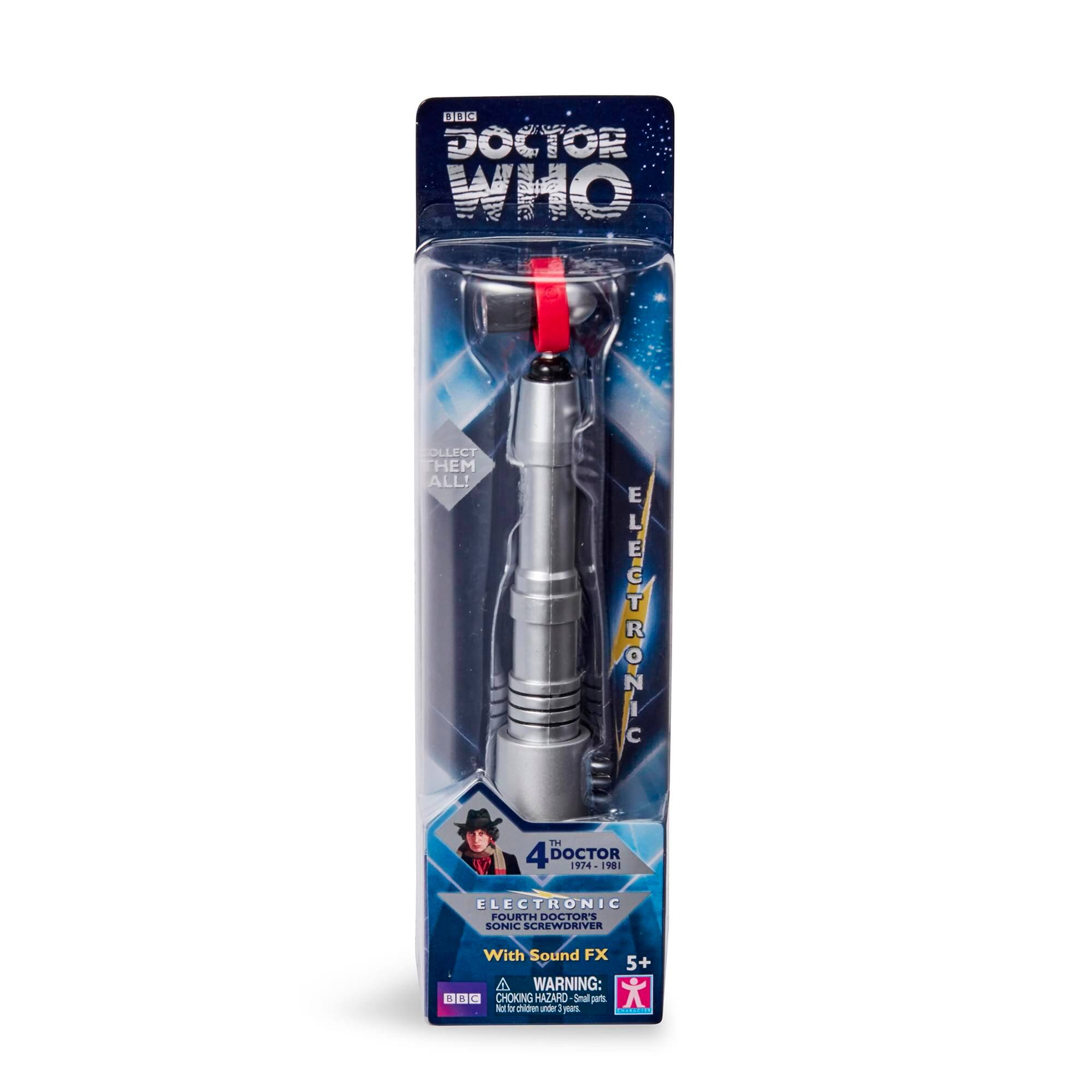 1 30 C  
DOCTOR WHO  
COLLECT THEM ALL:  
ELECTRONIC FOURTH DOCTOR'S SONIC SCREWDRIVER  
With Sound FX  
5+  
WARNING: CHOKING HAZARD - Small parts. Not for children under 3 years.