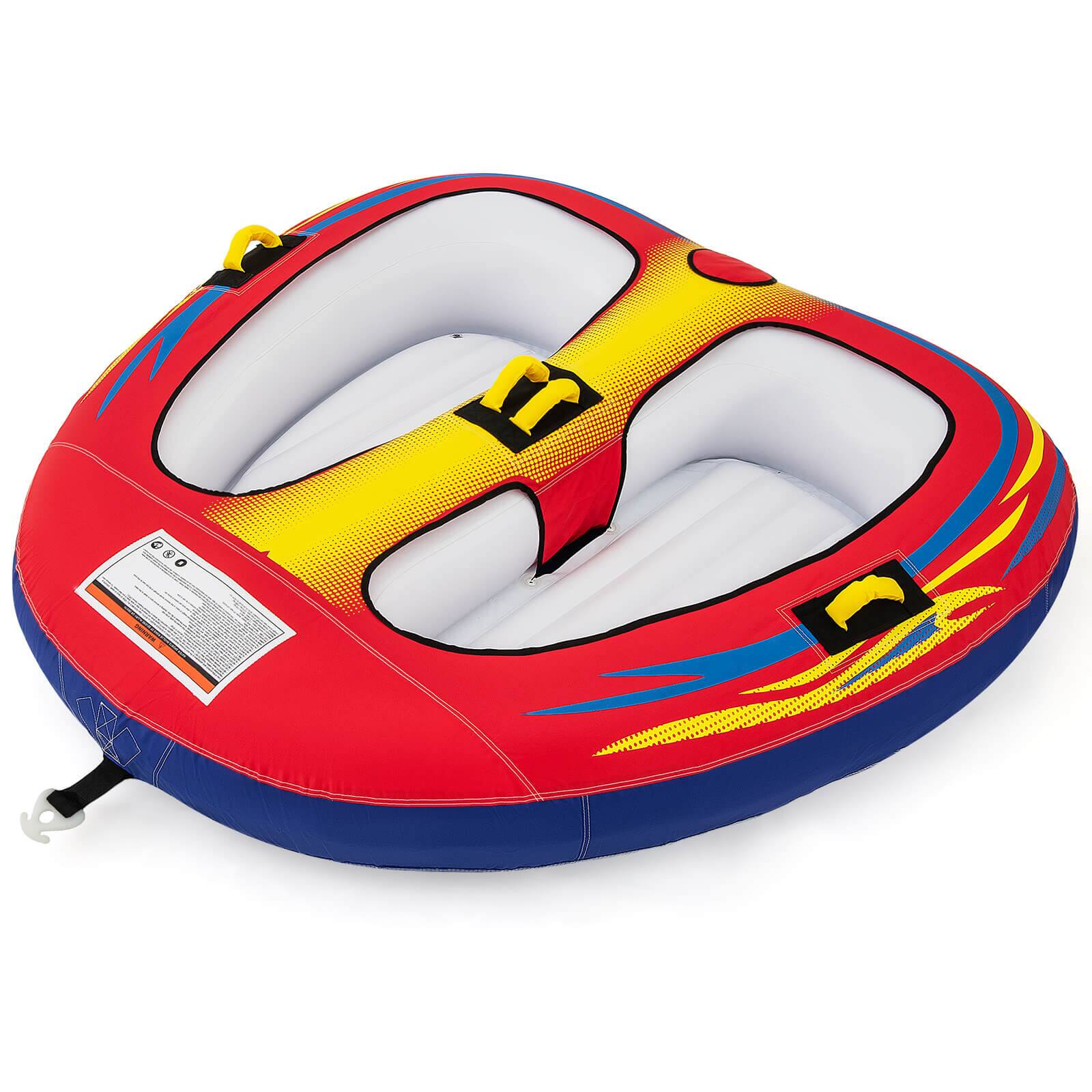 Front. Costway - Costway Towable Tube for Boating 1 or 2 Person Inflatable Boat Tube for Youth & Adult - Red.