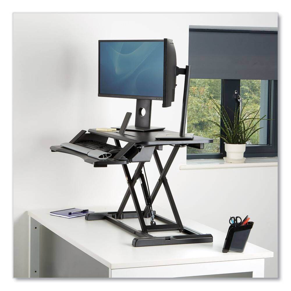 Back. Fellowes - 8091001 Corsivo 31.5 in. x 24.25 in. x 16 in. Sit-Stand Workstation - Black - Black.