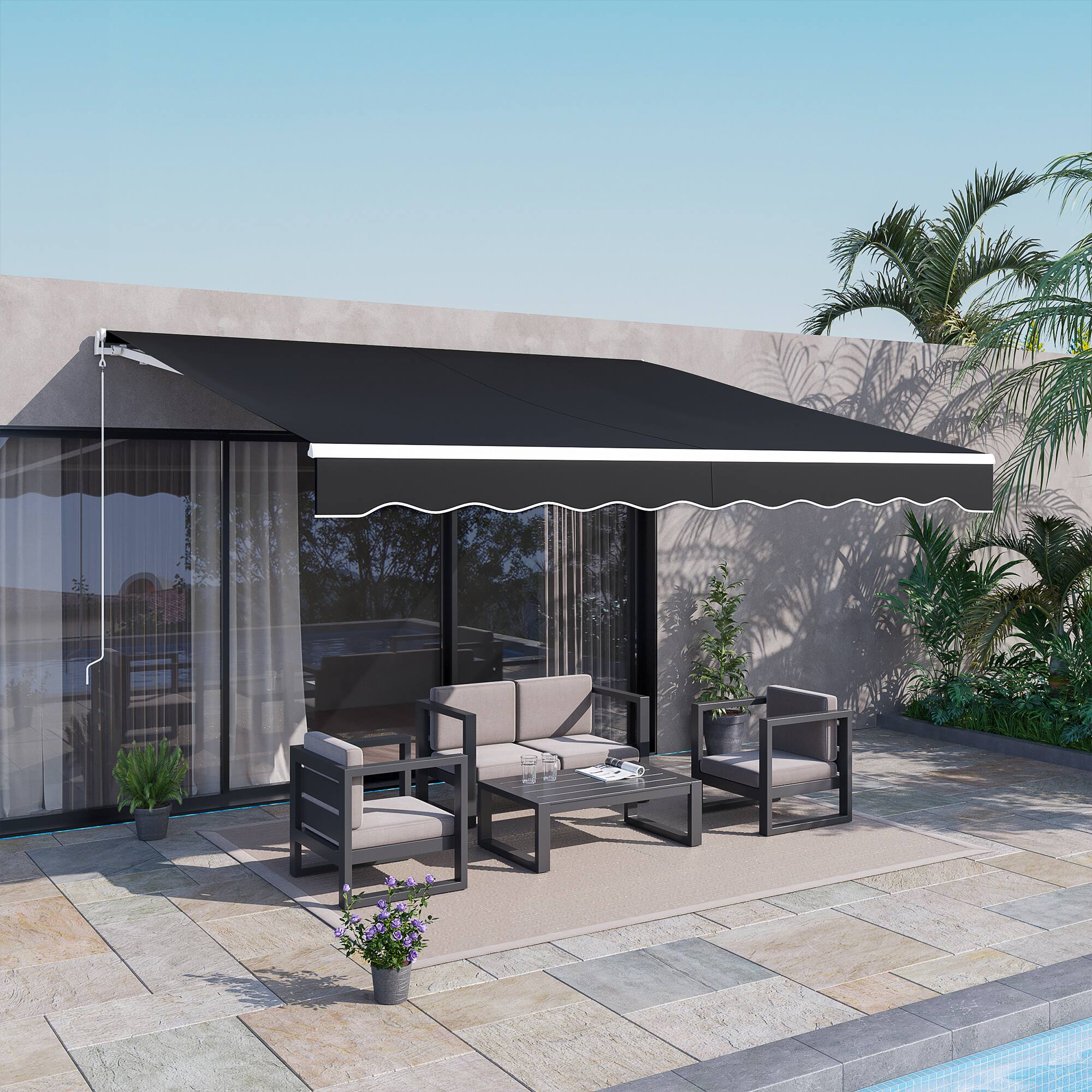 Alt View 1. Outsunny - x 10' Electric Retractable Awning - Black.